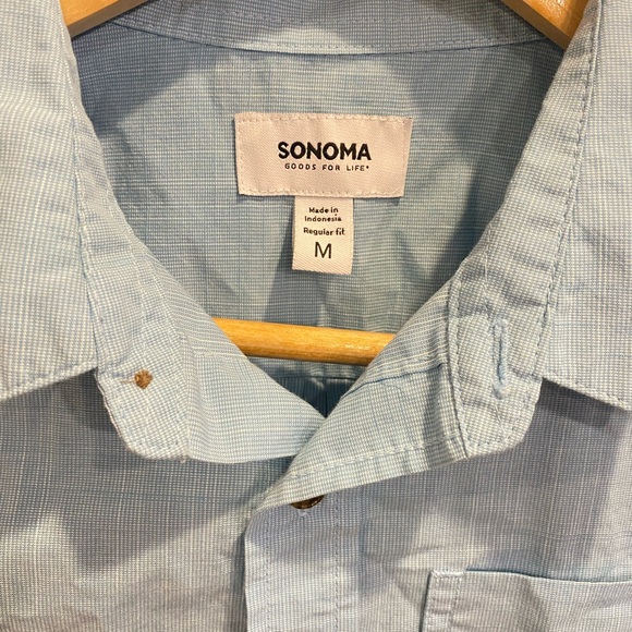 SONOMA Goods For Life Boys Short Sleeve Button Blue Up Down Shirt Size Medium - Picture 4 of 5